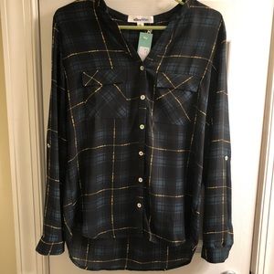 Plaid High-Low Blouse